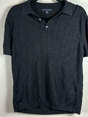 Banana Republic Men's Dark Charcoal Ribbed Silk blend Polo